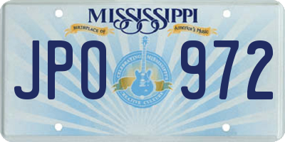 MS license plate JPO972