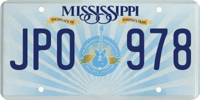 MS license plate JPO978