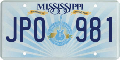 MS license plate JPO981
