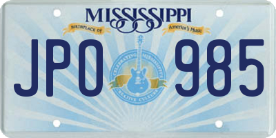 MS license plate JPO985
