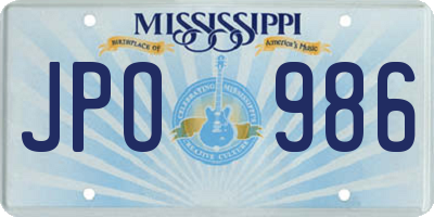 MS license plate JPO986