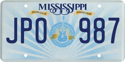 MS license plate JPO987