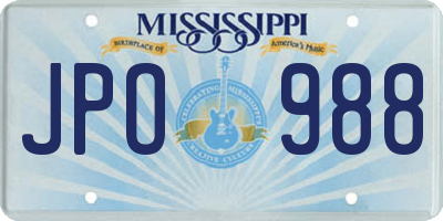 MS license plate JPO988