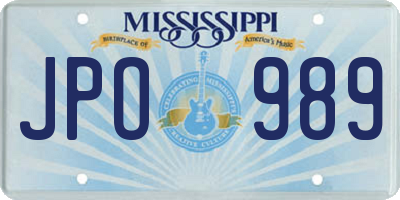 MS license plate JPO989