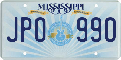 MS license plate JPO990