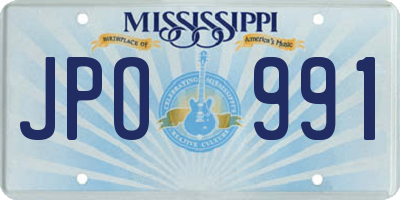 MS license plate JPO991