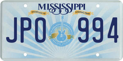 MS license plate JPO994