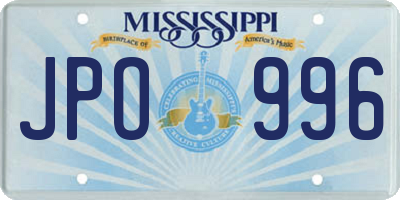 MS license plate JPO996