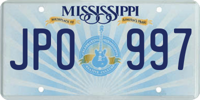 MS license plate JPO997