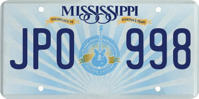 MS license plate JPO998