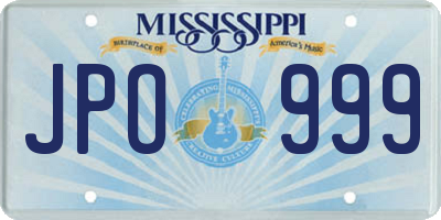 MS license plate JPO999