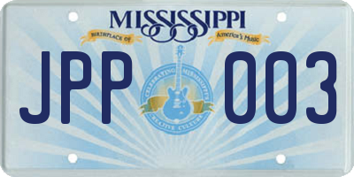 MS license plate JPP003