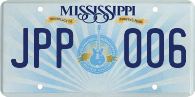 MS license plate JPP006