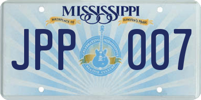 MS license plate JPP007