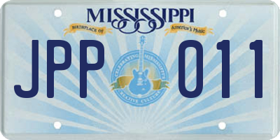 MS license plate JPP011