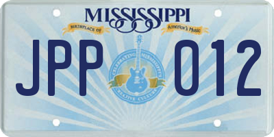 MS license plate JPP012