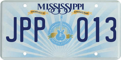 MS license plate JPP013