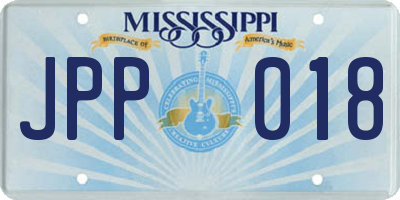 MS license plate JPP018