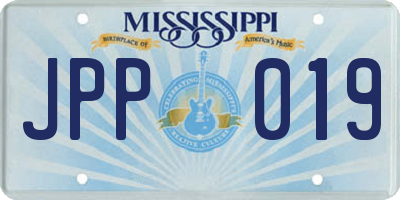 MS license plate JPP019
