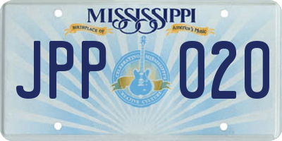 MS license plate JPP020