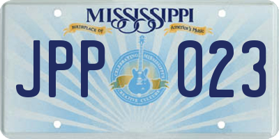 MS license plate JPP023