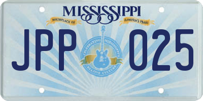 MS license plate JPP025