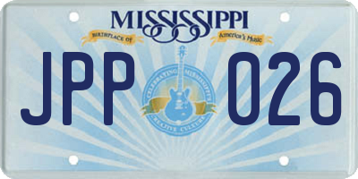MS license plate JPP026