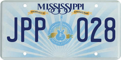 MS license plate JPP028