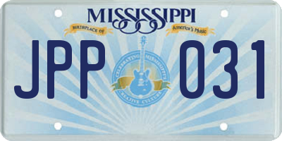 MS license plate JPP031
