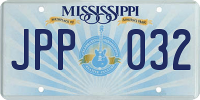 MS license plate JPP032