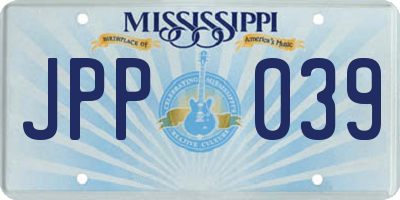 MS license plate JPP039