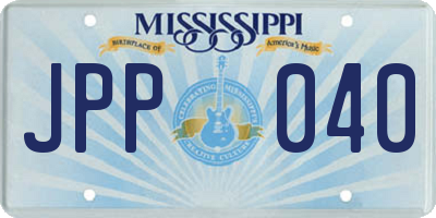 MS license plate JPP040