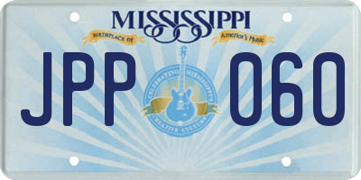 MS license plate JPP060