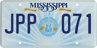 MS license plate JPP071