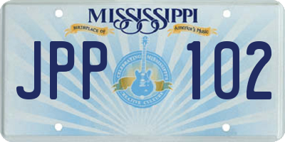 MS license plate JPP102