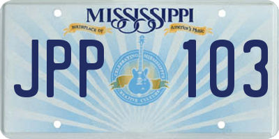 MS license plate JPP103
