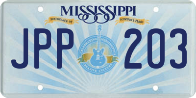 MS license plate JPP203