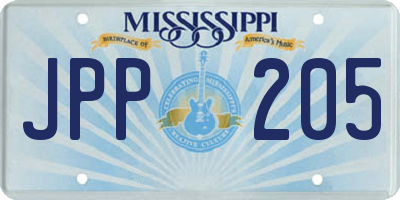 MS license plate JPP205
