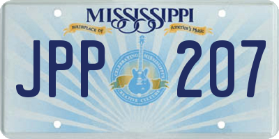 MS license plate JPP207