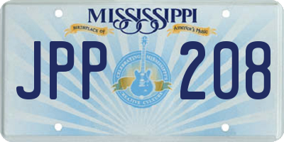 MS license plate JPP208