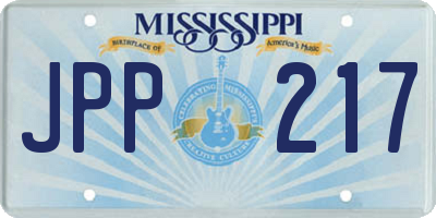 MS license plate JPP217