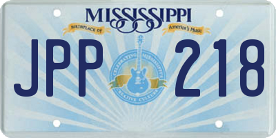 MS license plate JPP218