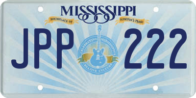 MS license plate JPP222
