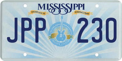 MS license plate JPP230