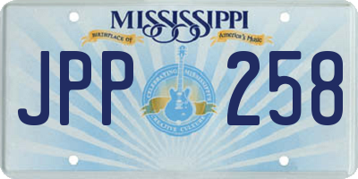 MS license plate JPP258