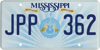 MS license plate JPP362