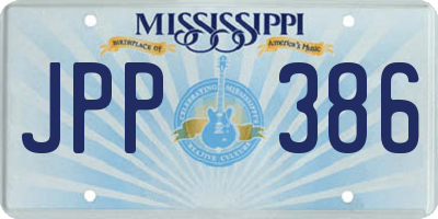 MS license plate JPP386