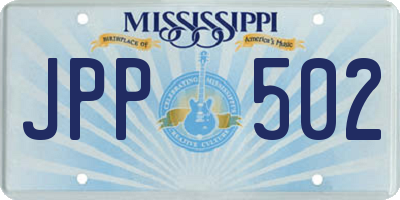 MS license plate JPP502
