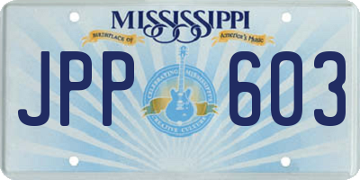 MS license plate JPP603