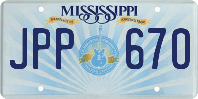 MS license plate JPP670